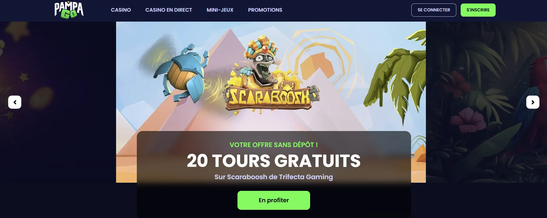 Interface du Casino Pampago