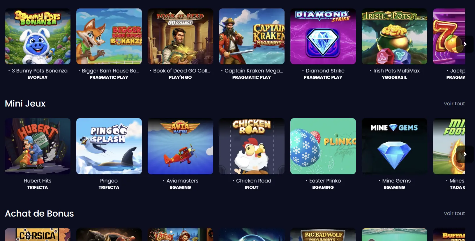 Jeux et Machines à sous Pampago Casino